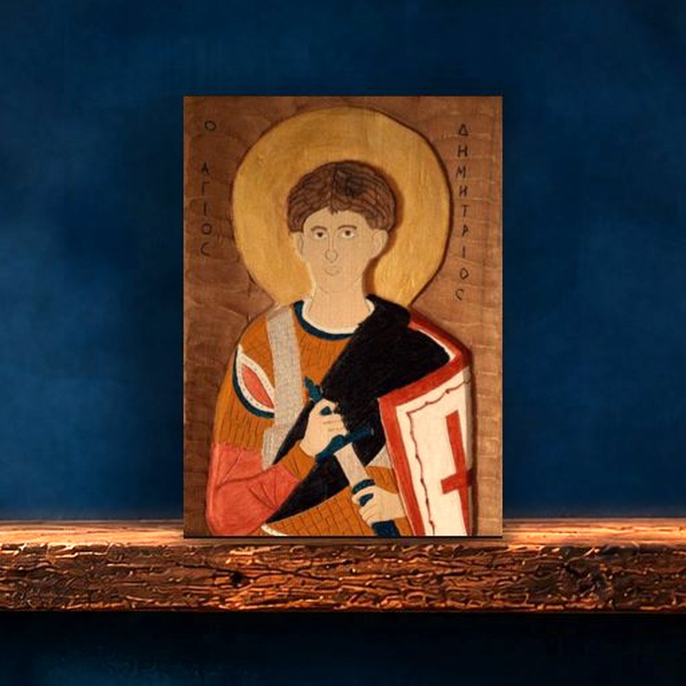 Άγιος Δημήτριος, όρθιο σε ράφι του εργαστηρίου